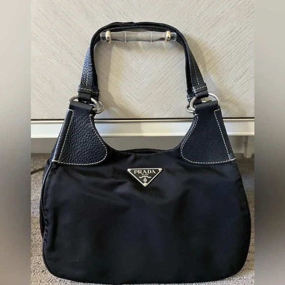 Prada | Bags | Prada Black Tessuto Shoulder Bag | Poshmark